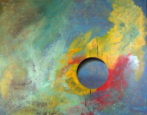 Not Too Deep Abstract blu green red yellow