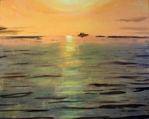 Sunset on a Motor-yacht boat yacht water sunset