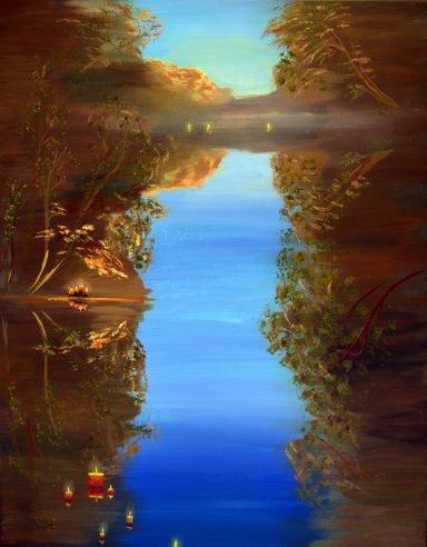 Candle in the Pond Reflection water candles