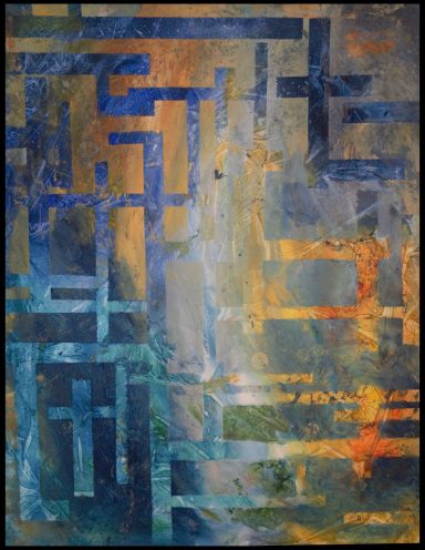 Sacrifice our food. Abstract teal blue gold